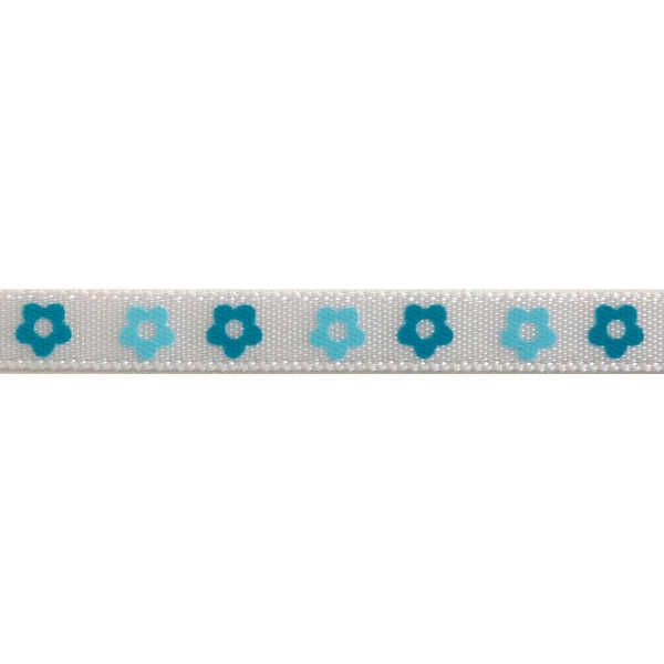 Patterned Ribbon - Flowers - Baby Blue 6mm