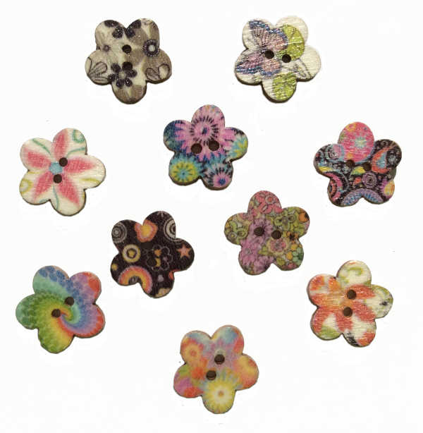 Flower Wooden Buttons 2