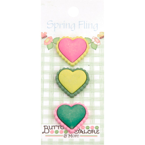 Spring Fling Buttons - Hearts   Was £2.30