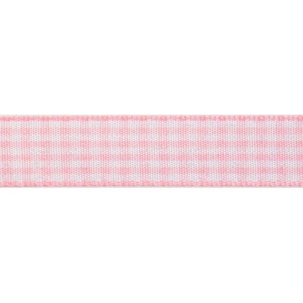 Ribbon - Gingham - Baby Pink 9mm