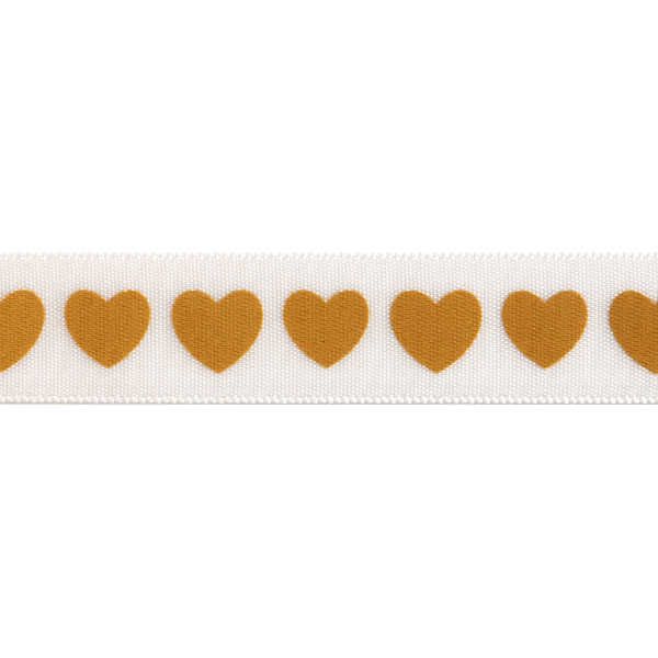 Patterned Ribbon - Hearts - Gold 6mm