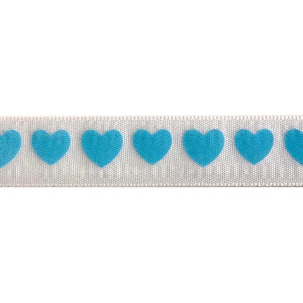 Patterned Ribbon - Hearts - Baby Blue 6mm