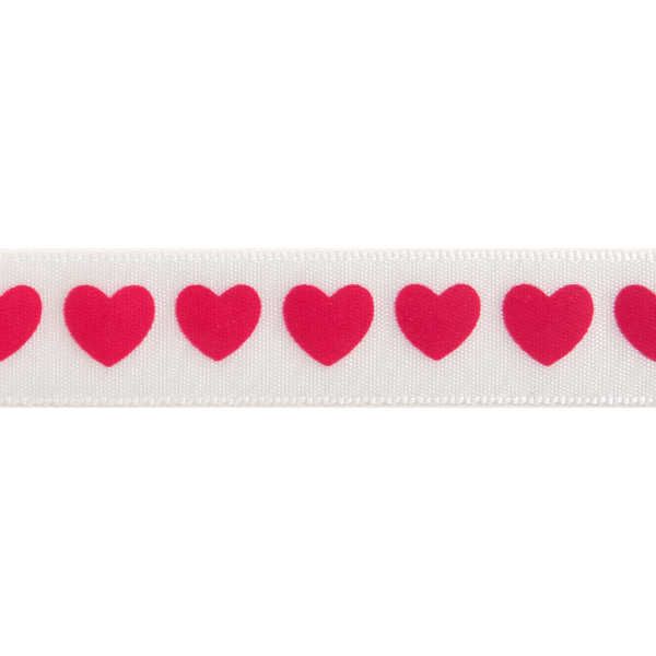 Patterned Ribbon - Hearts - Red 6mm