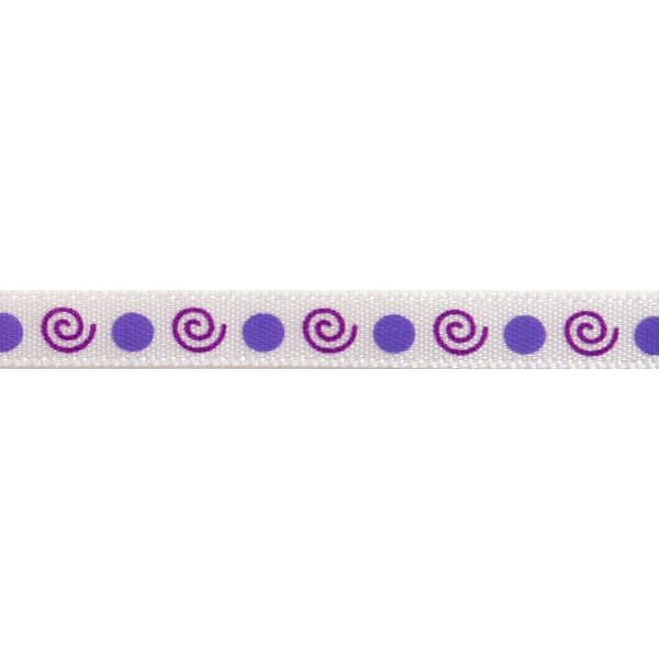 Patterned Ribbon - Spot & Swirl - Purple 6mm
