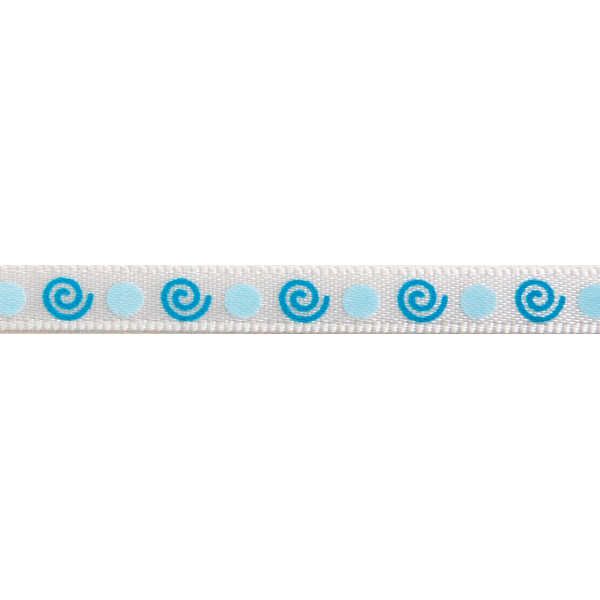 Patterned Ribbon - Spot & Swirl - Baby Blue 6mm