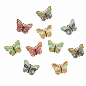 brightly coloured wooden butterfly buttons 