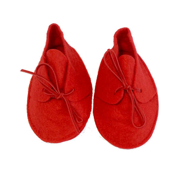Artemio Felt Baby Slippers - Red