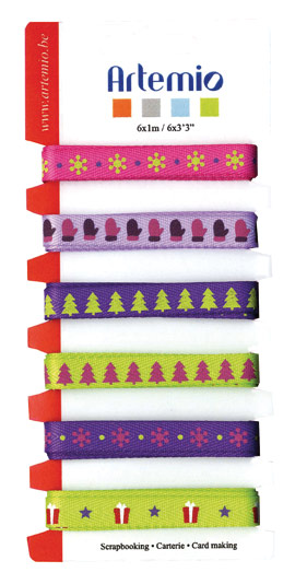 Artemio Ribbon - Christmas Motifs - Pink & Purple