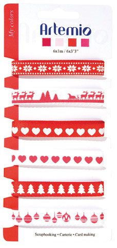 Artemio Ribbon - Christmas Motifs - Red & White - Style 1