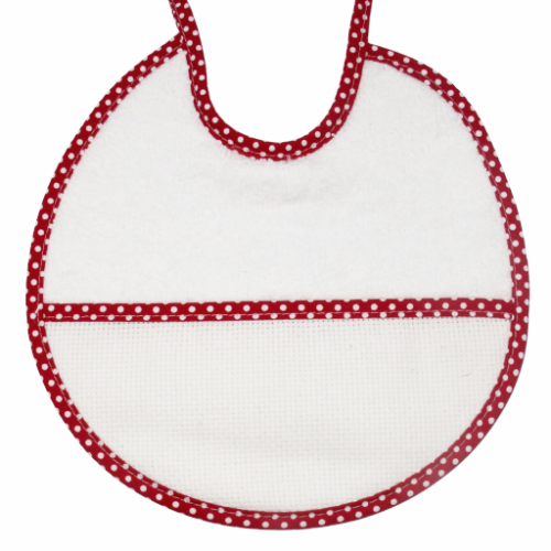Baby's First Bib With Aida Band - Red Spot