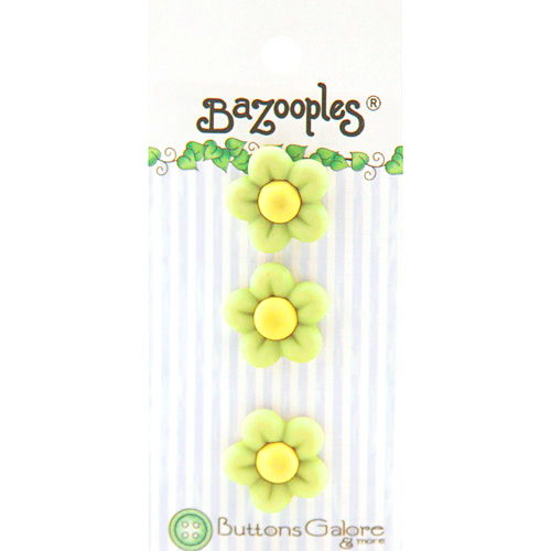 Bazooples Buttons - Green Flowers
