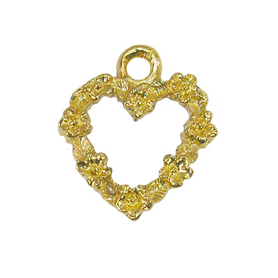 Charm - Open Floral Heart - Gold