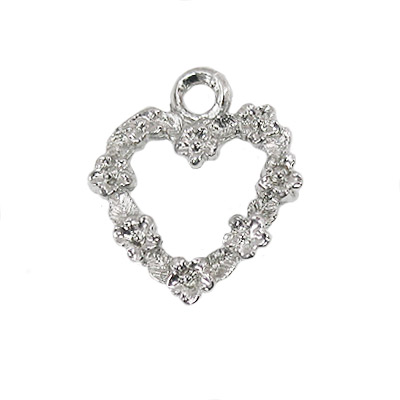 Charm - Open Floral Heart - Silver