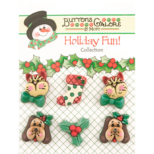 Christmas Buttons - Holiday Pets