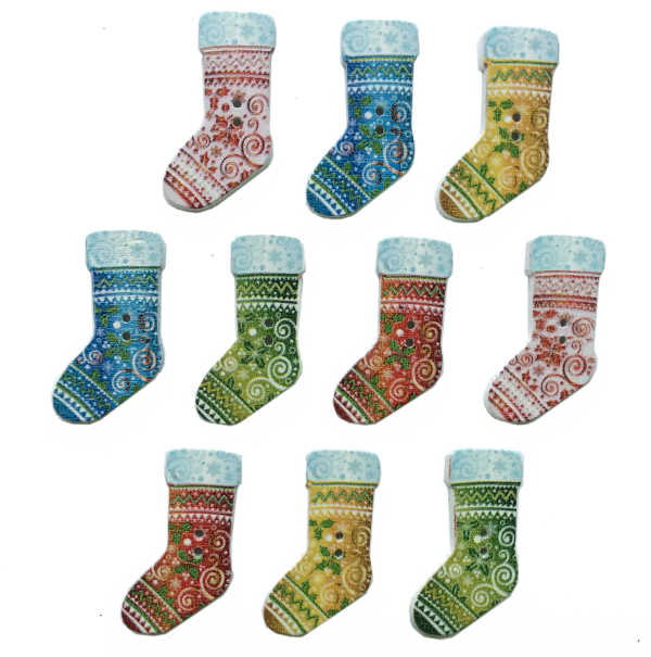 Christmas Stocking Wooden Buttons