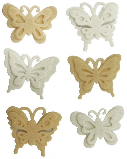 Felt Butterflies - Cream & White