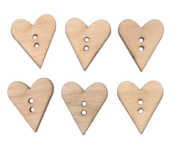 Craftime Wooden Buttons - Simple Hearts