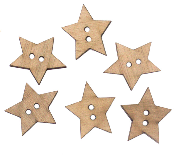 Craftime Wooden Buttons - Simple Stars
