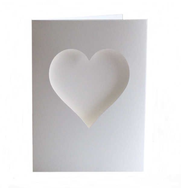 Double Fold  Card Pack With Heart Shaped Aperture - White