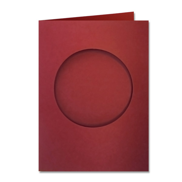 Double Fold Rectangular Card Pack With Aperture - Deep Red Circle - 8 inch