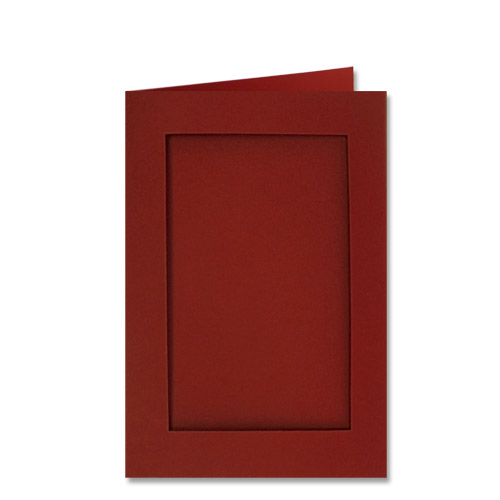 Double Fold Rectangular Card Pack With Aperture - Deep Red Oblong - 6 inch