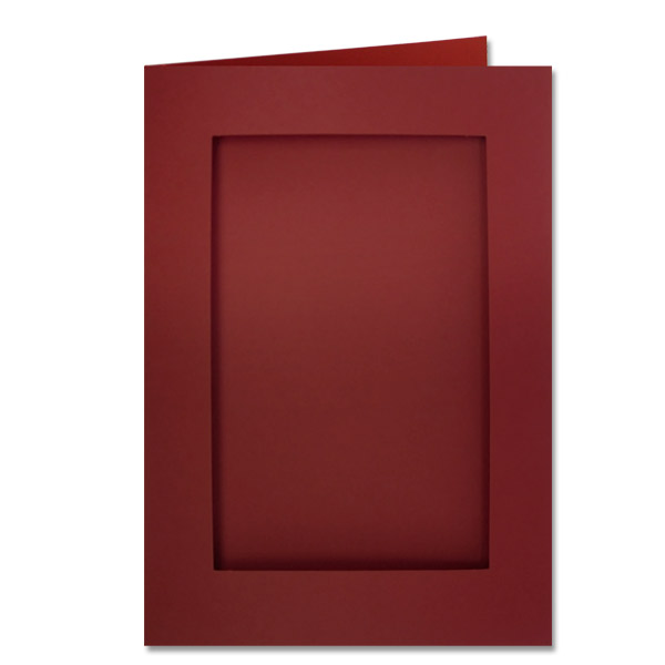 Double Fold Rectangular Card Pack With Aperture - Deep Red Oblong - 8 inch