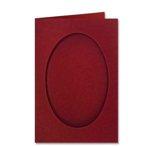 Double Fold Rectangular Card Pack With Aperture - Deep Red Oval - 6 inch
