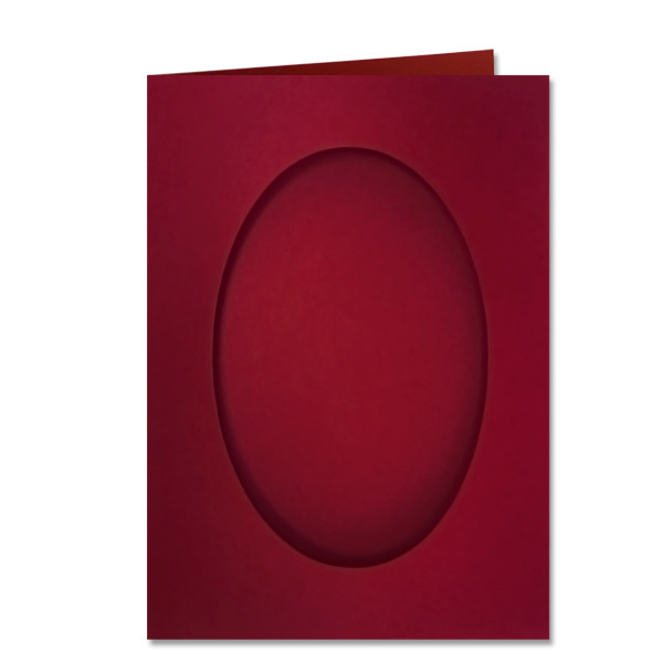 Double Fold Rectangular Card Pack With Aperture - Deep Red Oval - 8 inch