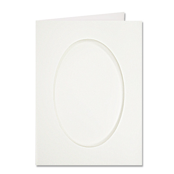 Double Fold Rectangular Card Pack With Aperture - White Oval -  8 inch