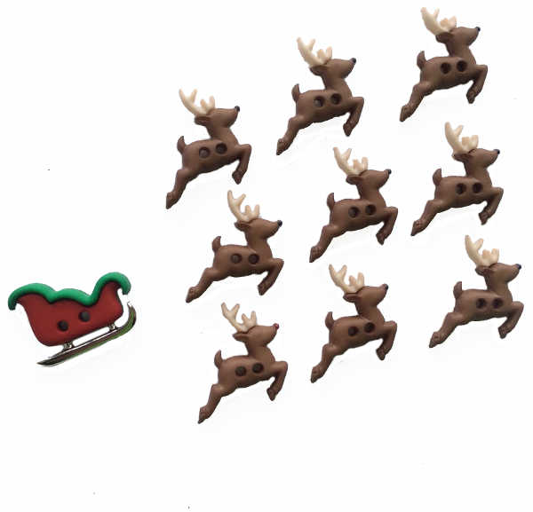 Dress It Up Button Pack - Sew Cute Sleigh & Reindeer