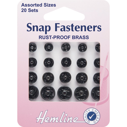 Sew On Snap Fasteners - Assorted Black
