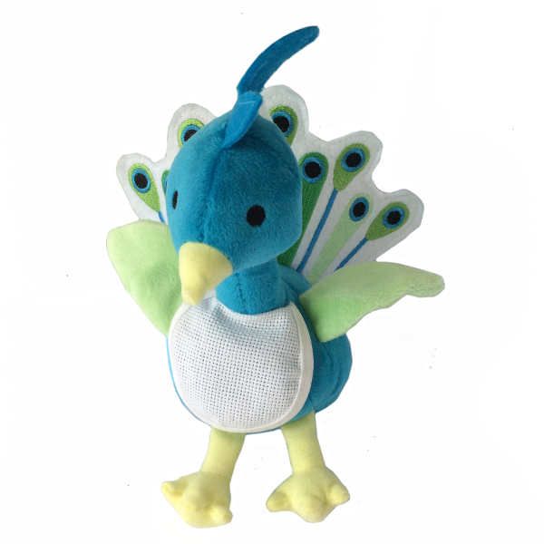 Soft Toy with Aida Bib - Peacock