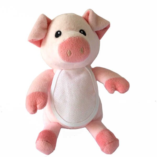 Soft Toy with Aida Bib - Pink Pig