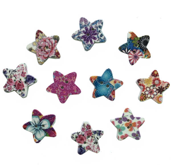 Star Wooden Buttons Style 1