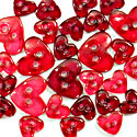 Trimits Mini Craft Buttons - Hearts - Clear Red