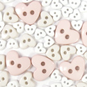 Trimits Mini Craft Buttons - Hearts - White