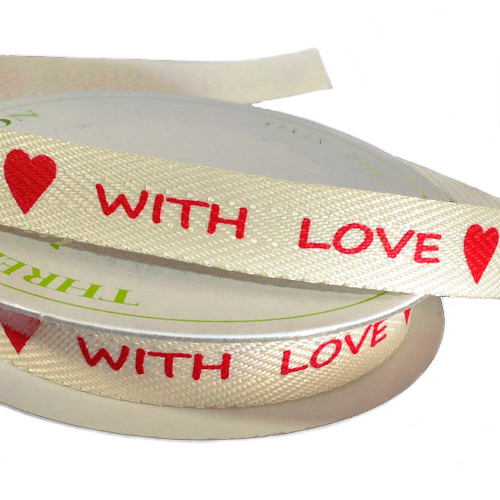Twill Ribbon - With Love - 10mm